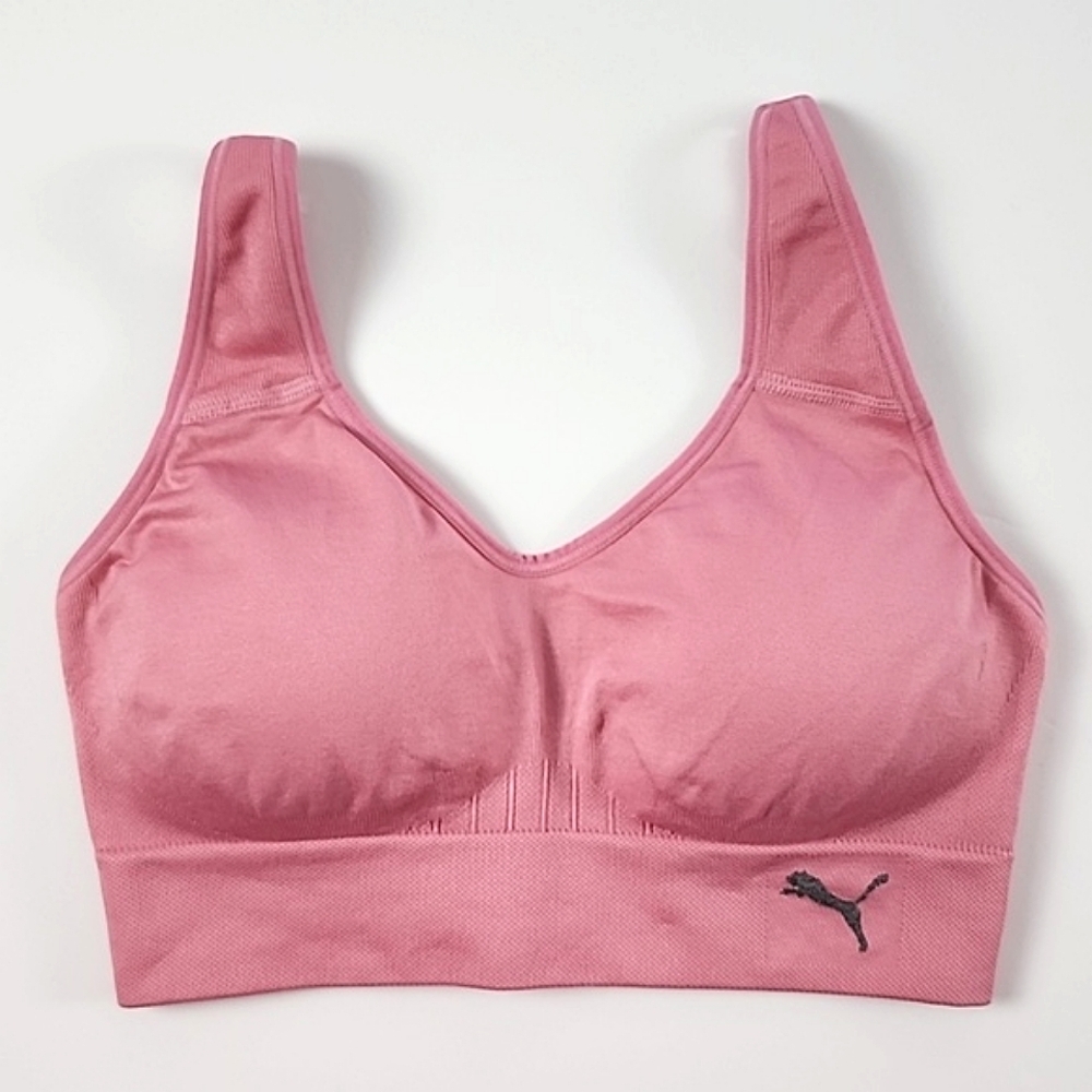 Puma Women's Sports Bra Convertible Racerback Straps Padded Dusty Pink S